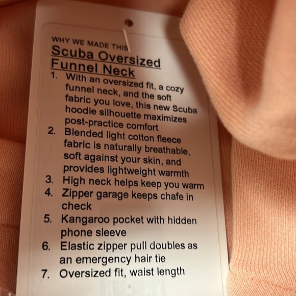 ❤️LULULEMON SCUBA OVERSIZED FUNNEL NECK HALF ZIP HOODIE-PEACH SATIN-M/L & XL/XXL - Picture 11 of 13